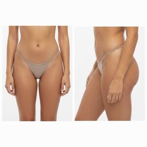 NWT Good American Womens Adjustable Shine Bikini Bottom Size 2 M Gold Satin
